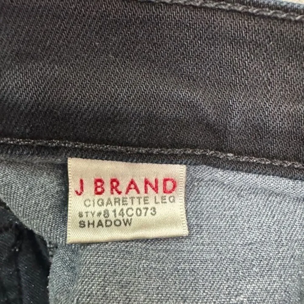 J. Brand Cigarette Leg Shadow Denim Jeans Womens 27 Black Mid Rise Stretch 29x28